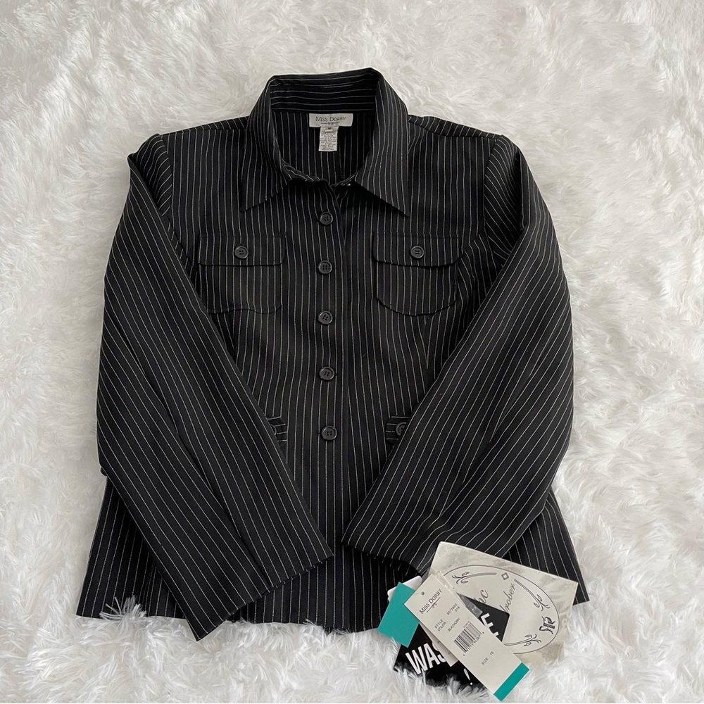 Vintage Miss Dorby blazer jacket woman’s size 16 lightweight black/white
